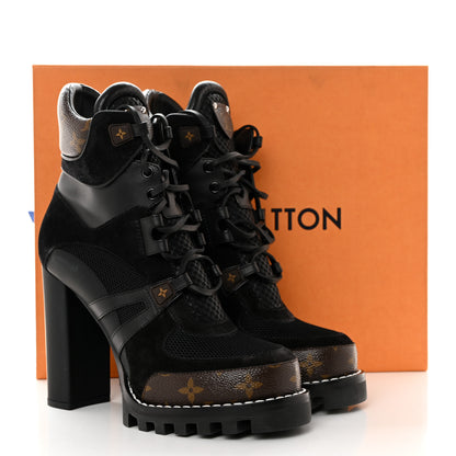 Louis Vuitton Suede Calfskin Monogram Star Trail Ankle Boots 39.5 Black 8 of 8