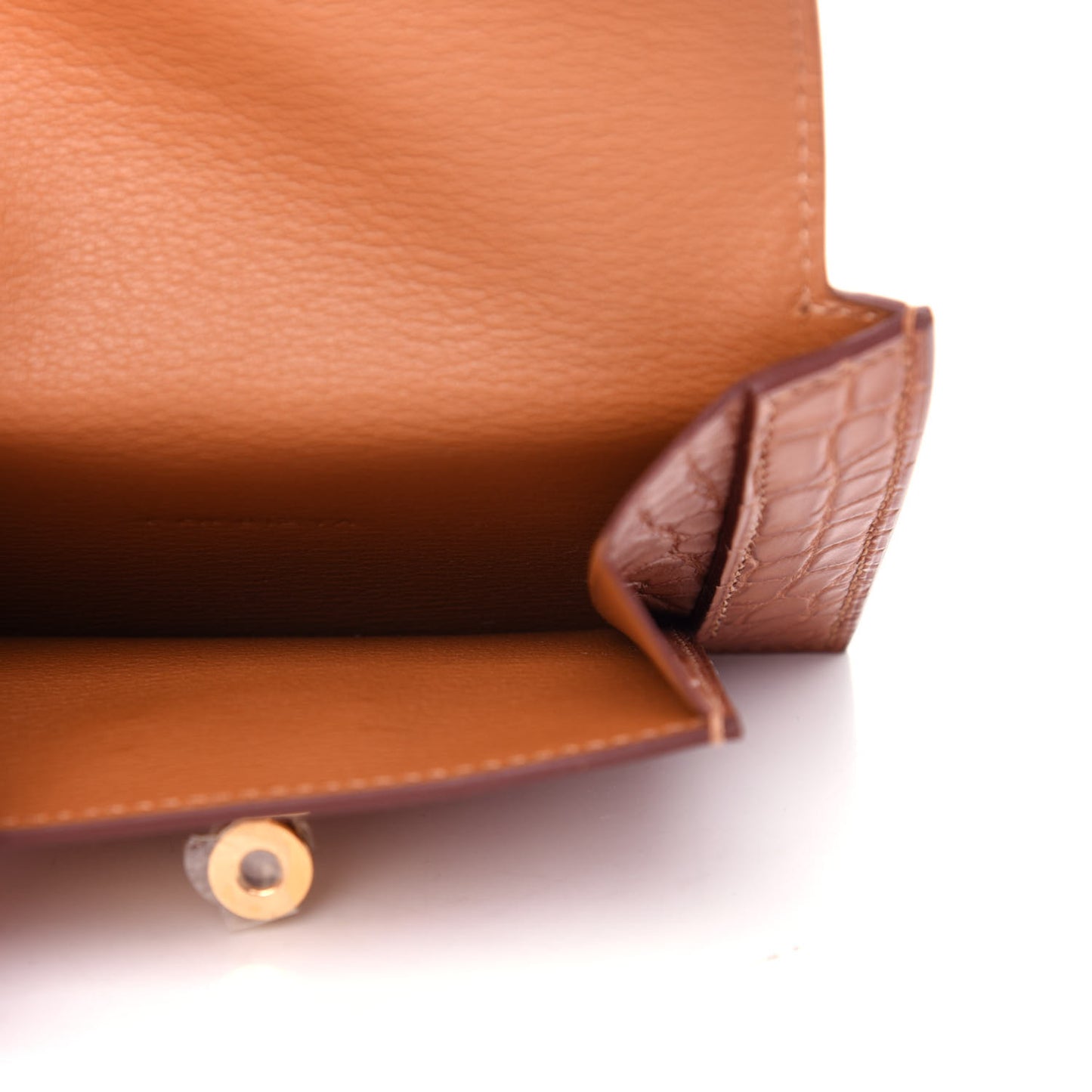 Matte Alligator Kelly Pocket Compact Wallet Gold