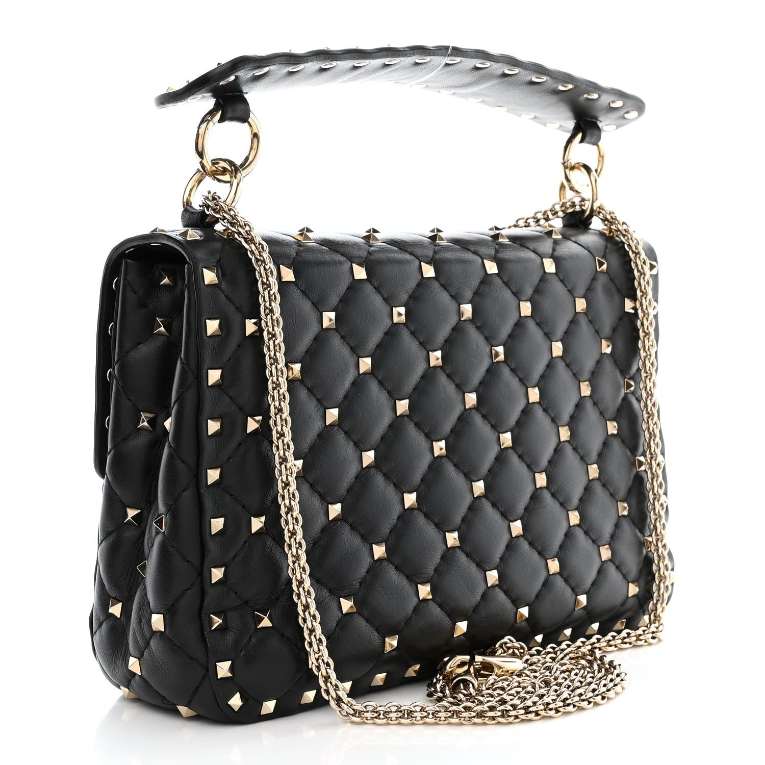 Valentino Garavani Lambskin VLTN Print Medium Rockstud Spike Shoulder Bag Black 3 of 10