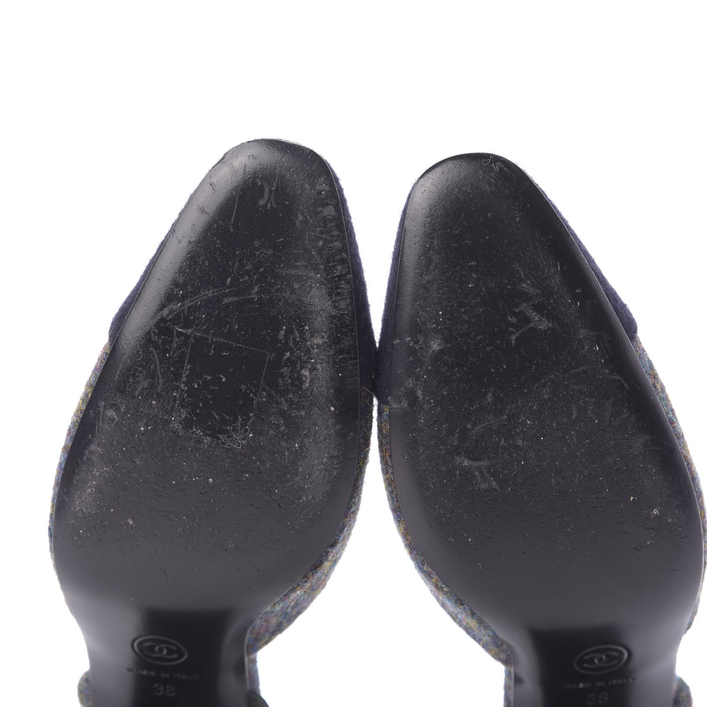 Wool Cap Toe CC Slingback Pumps 38 Black Dark Grey