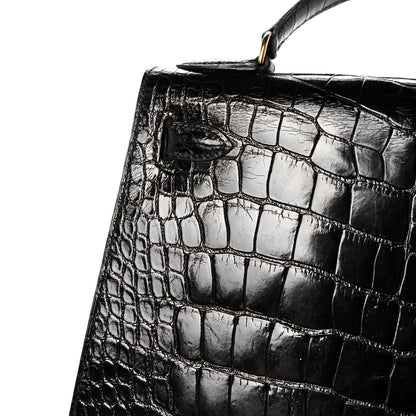 Hermes Shiny Alligator Kelly Sellier 28 Black 16 of 20