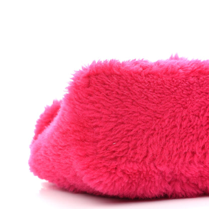 Saint Laurent Merino Shearling Lambskin Quilted Small Loulou Puffer Monogram Chain Satchel Fuchsia 8 of 9