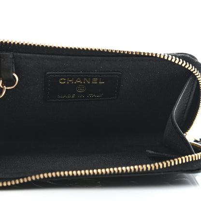 Chanel Caviar Camellia Embossed Key Holder Case Black 5 of 8