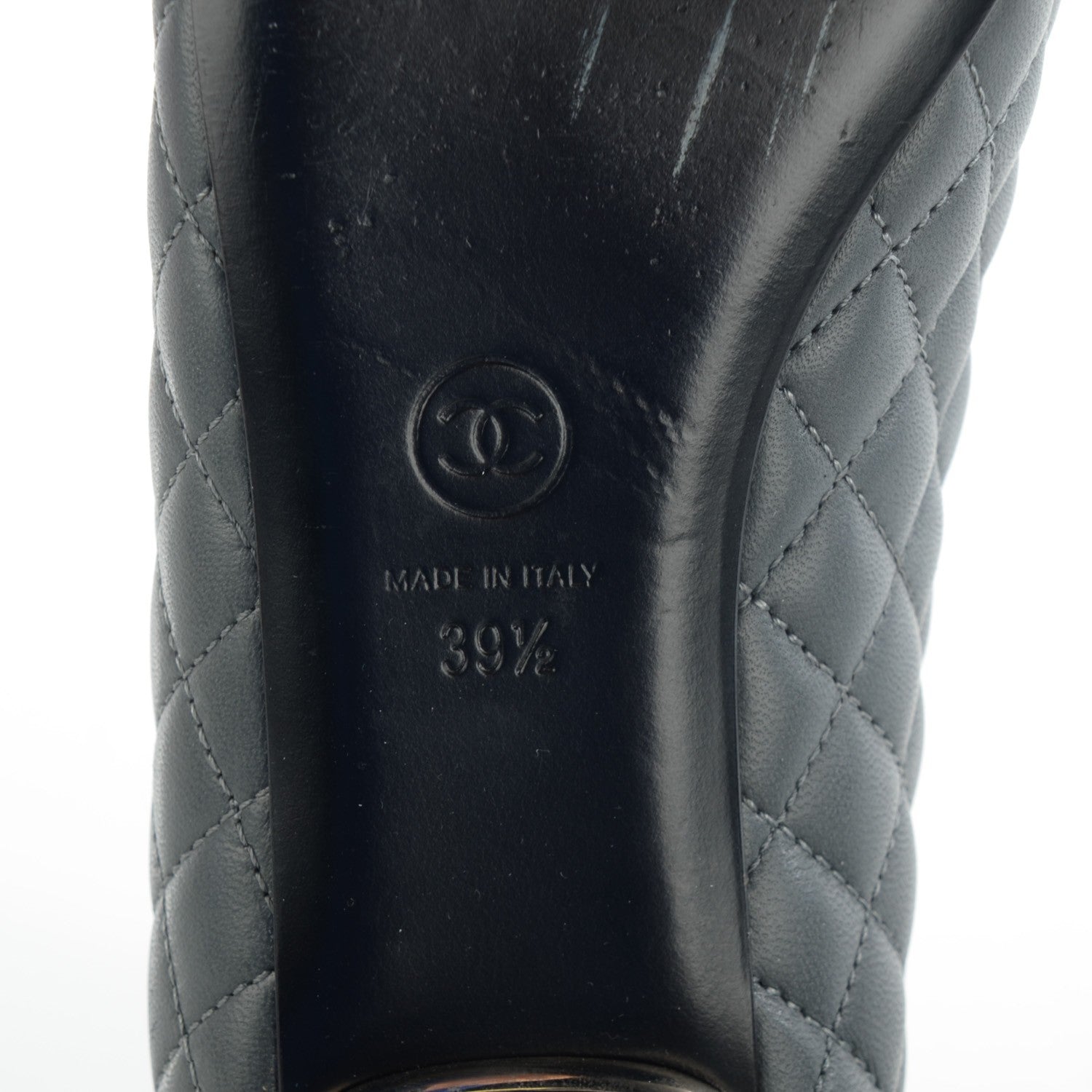 Chanel Lambskin Quilted Cap Toe CC Ballerina Flats 39.5 Charcoal Black 11 of 11