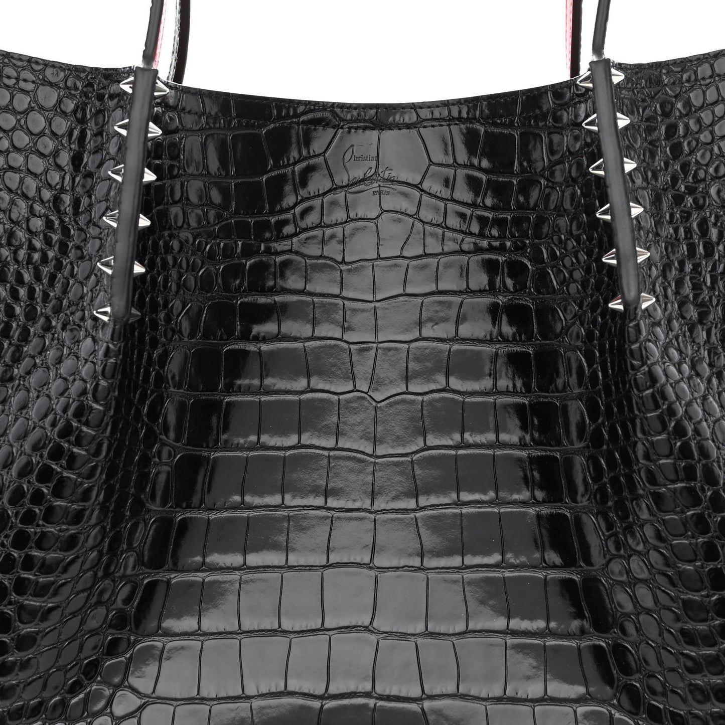 Calfskin Crocodile Embossed Spikes Large Cabarock Black
