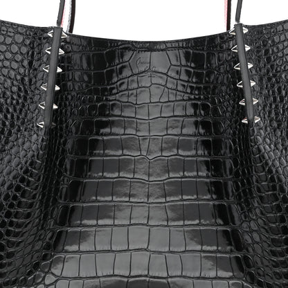 Christian Louboutin Calfskin Crocodile Embossed Spikes Large Cabarock Black 7 of 9