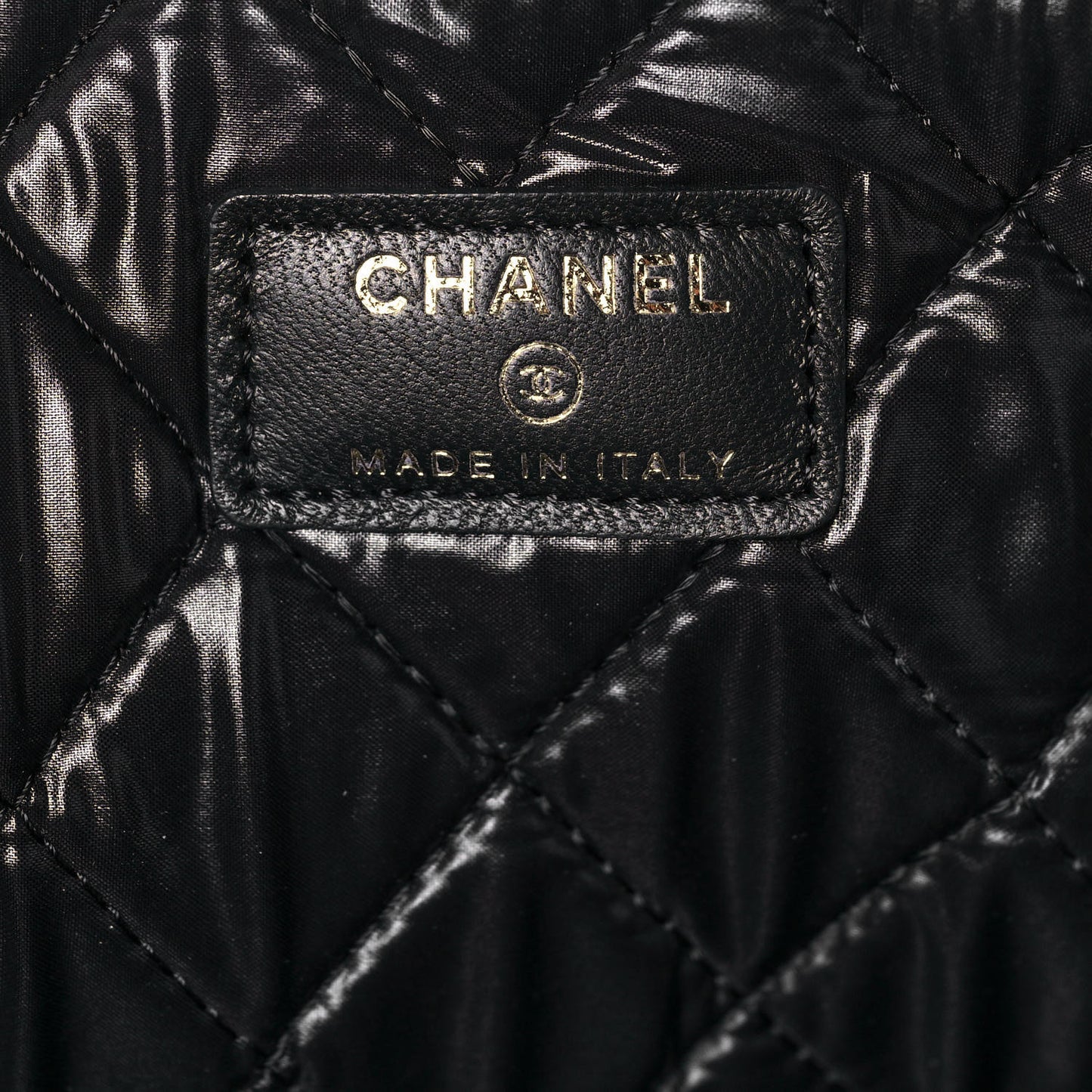 Lambskin Quilted Large Boy Zip Pouch Black