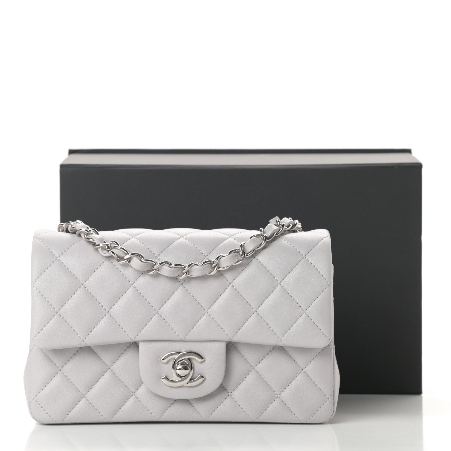 Chanel Lambskin Quilted Mini Rectangular Flap Grey 11 of 11