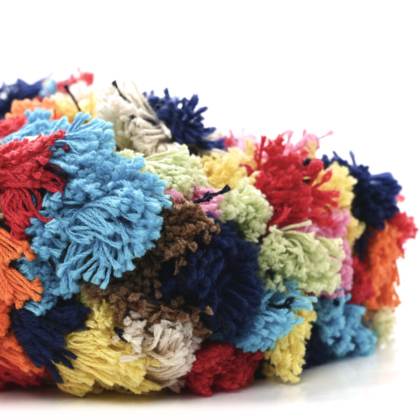 Raffia Pompom Flap Bag Multicolor