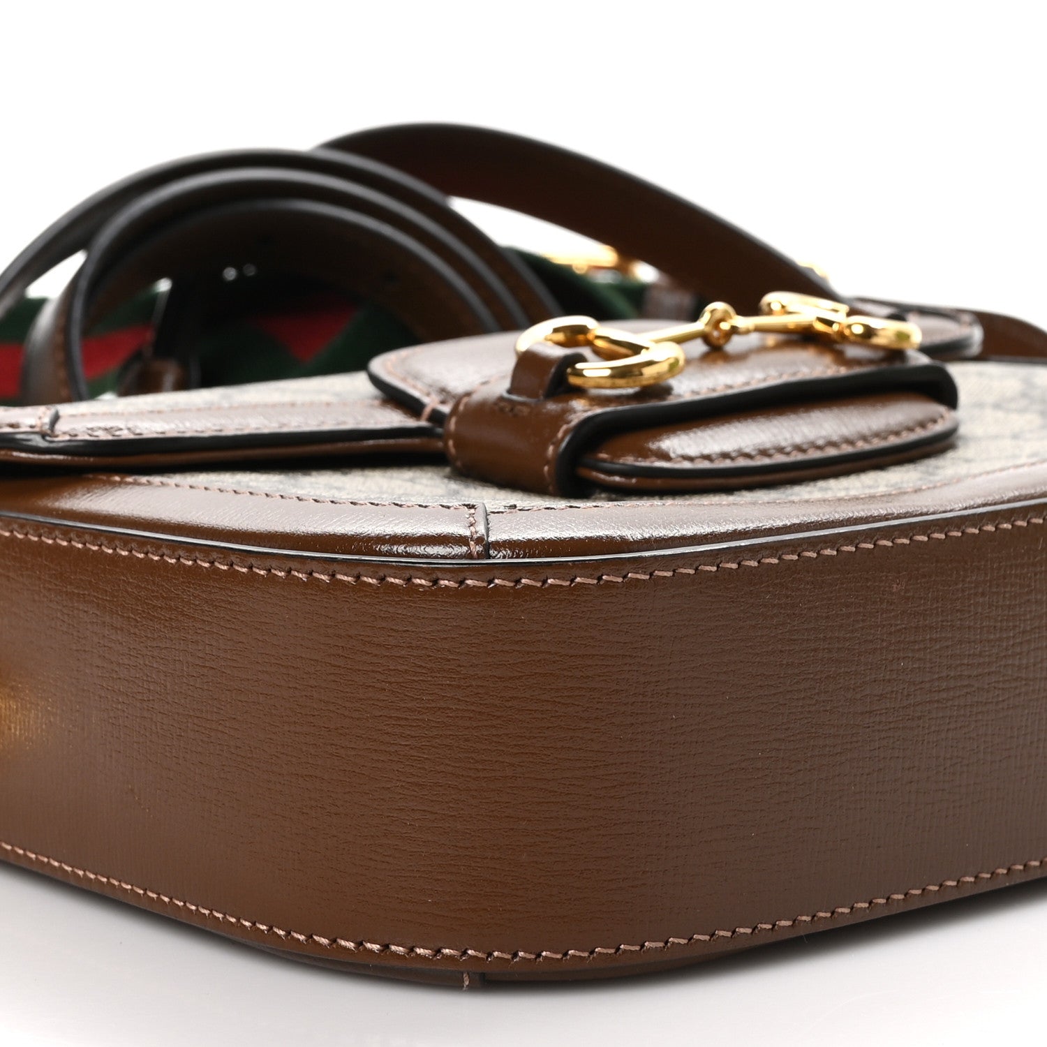 Gucci GG Supreme Monogram Web Mini Horsebit 1955 Shoulder Bag Beige Brown Sugar 9 of 11