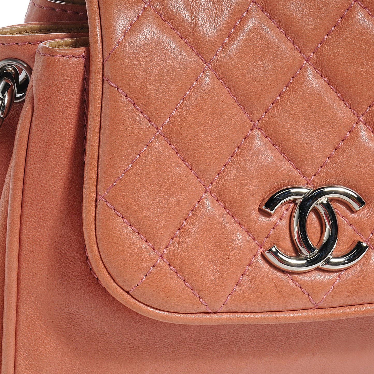 Lambskin CC Medium Accordion Flap Rose Pale