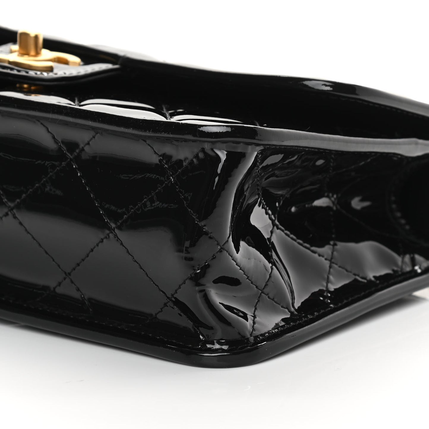 Patent Quilted Small School Memory Top Handle Flap Black