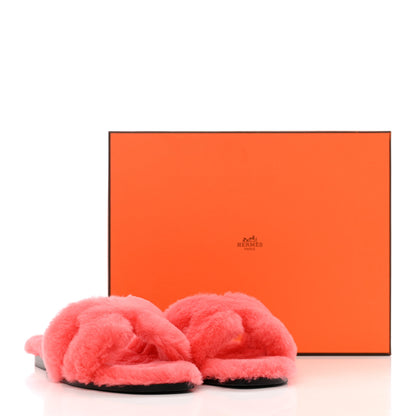 Hermes Woolskin Oran Sandals 39.5 Rose Du Desert 16 of 16