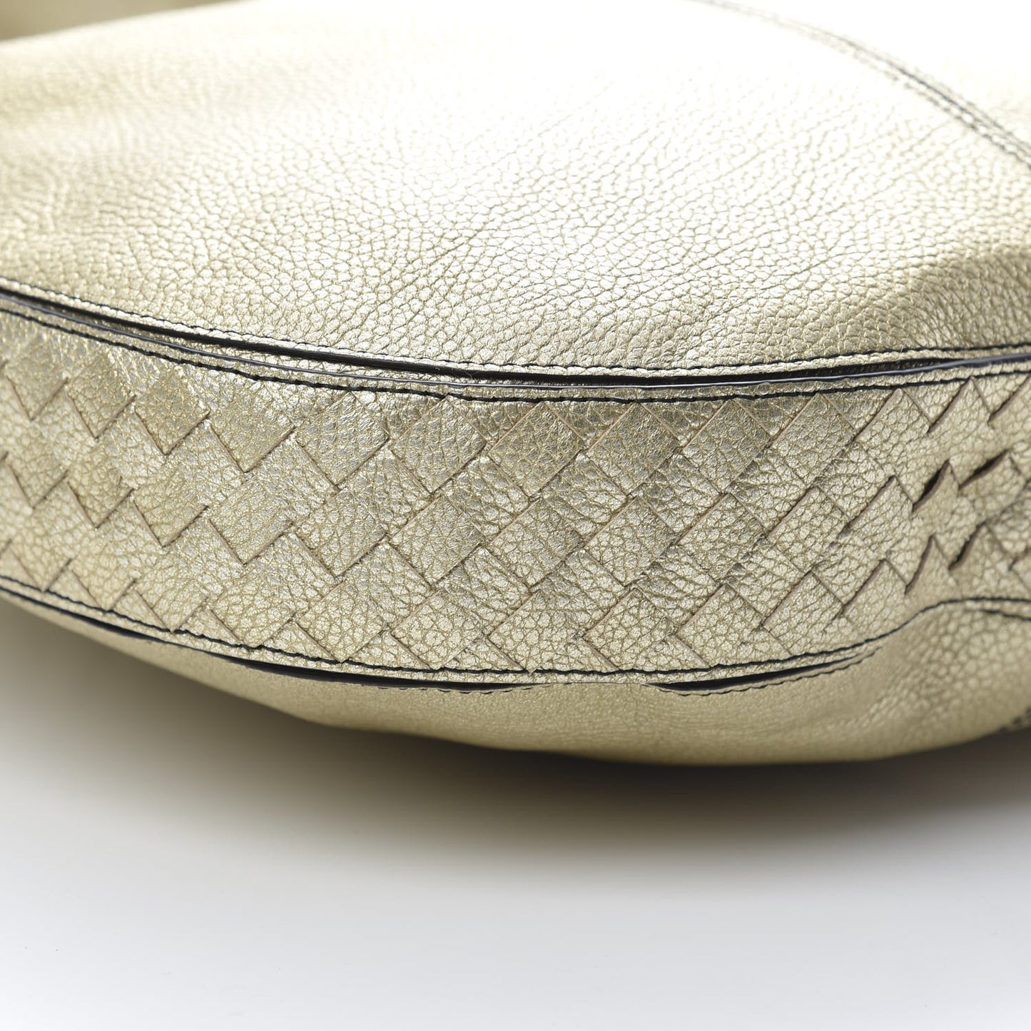 Metallic Lambskin Large City Veneta Hobo Platinum
