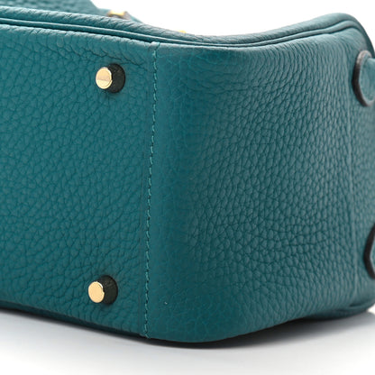 Hermes Taurillon Clemence Mini Lindy 20 Vert Bosphore 8 of 8