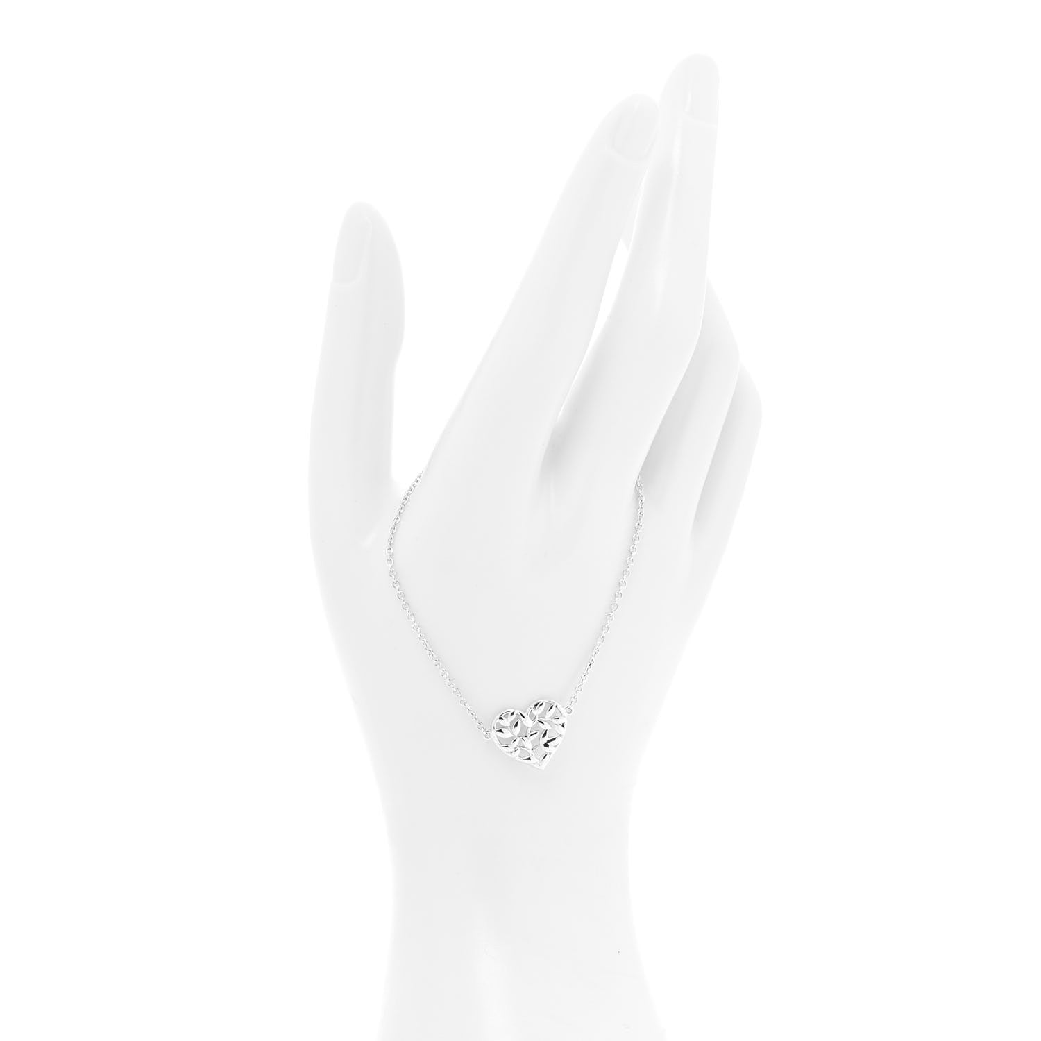 Tiffany Sterling Silver Olive Leaf Heart Bracelet 2 of 6