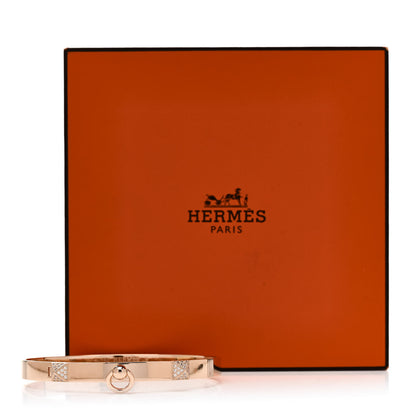 Hermes 18K Rose Gold Diamond PM Collier De Chien Bracelet LG 4 of 4