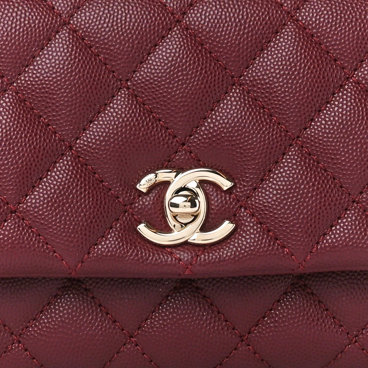 Caviar Quilted Extra Mini Coco Handle Flap Burgundy