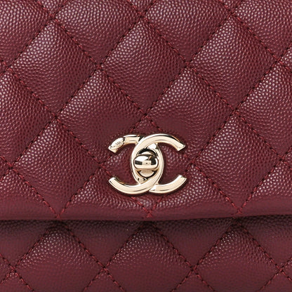 Chanel Caviar Quilted Extra Mini Coco Handle Flap Burgundy 8 of 13