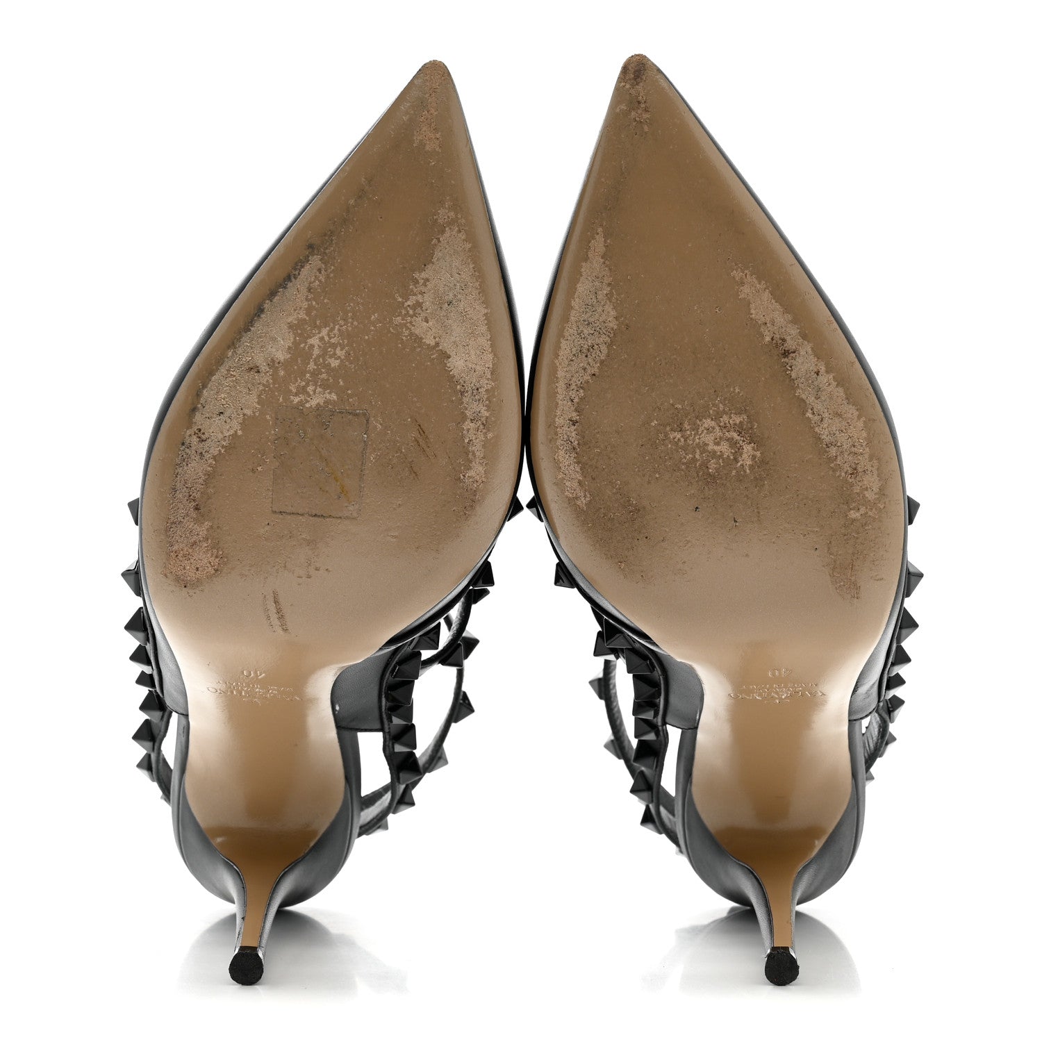 Valentino Garavani Calfskin Nappa Monochrome Rockstud Ankle Strap 100mm Pumps 40 Black 6 of 13