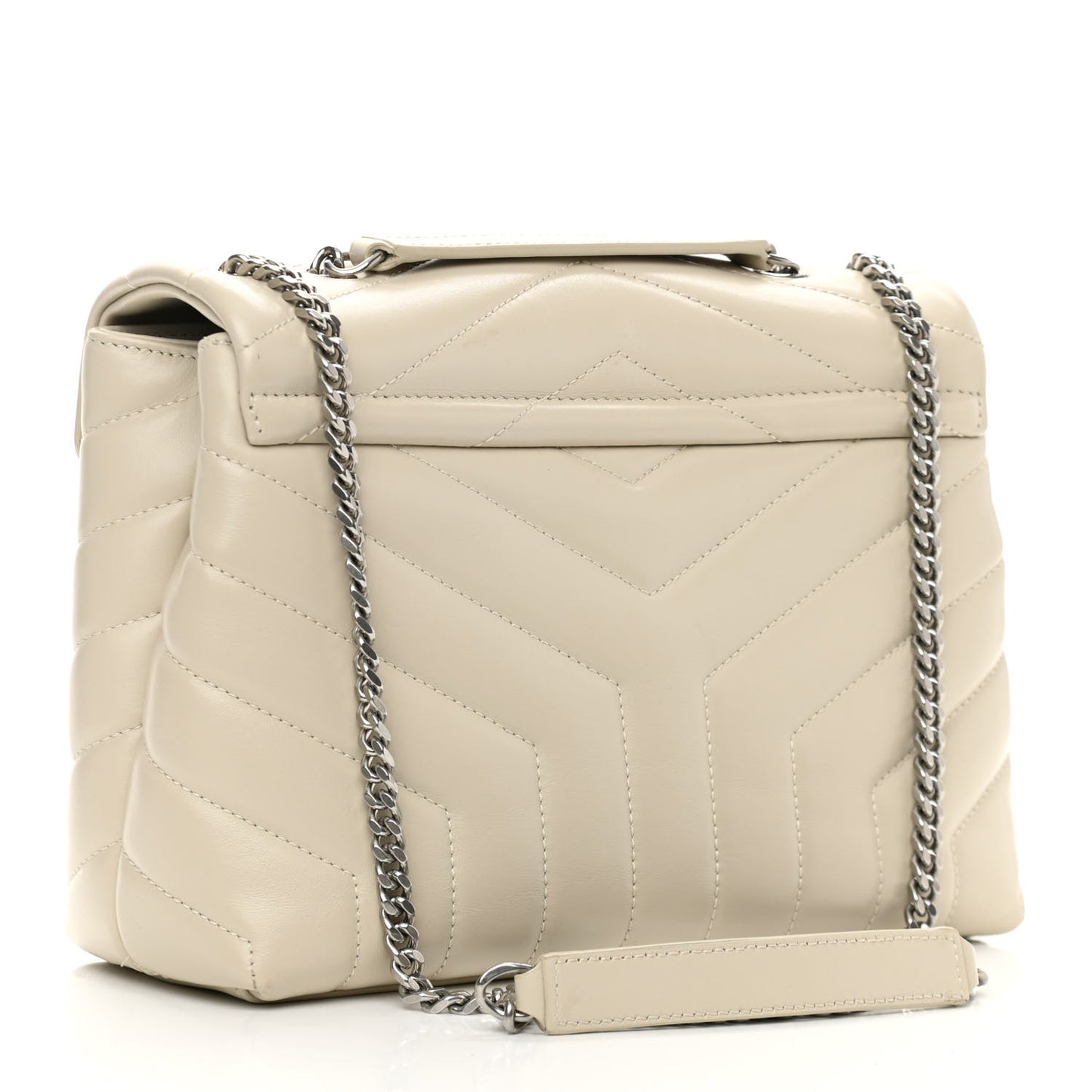 Calfskin Y Quilted Monogram Small Loulou Chain Satchel Ivory