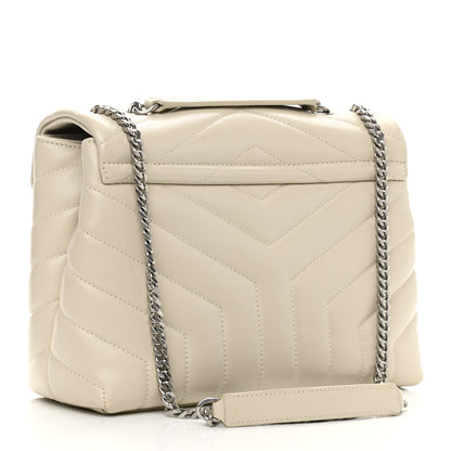 Saint Laurent Calfskin Y Quilted Monogram Small Loulou Chain Satchel Ivory 3 of 11