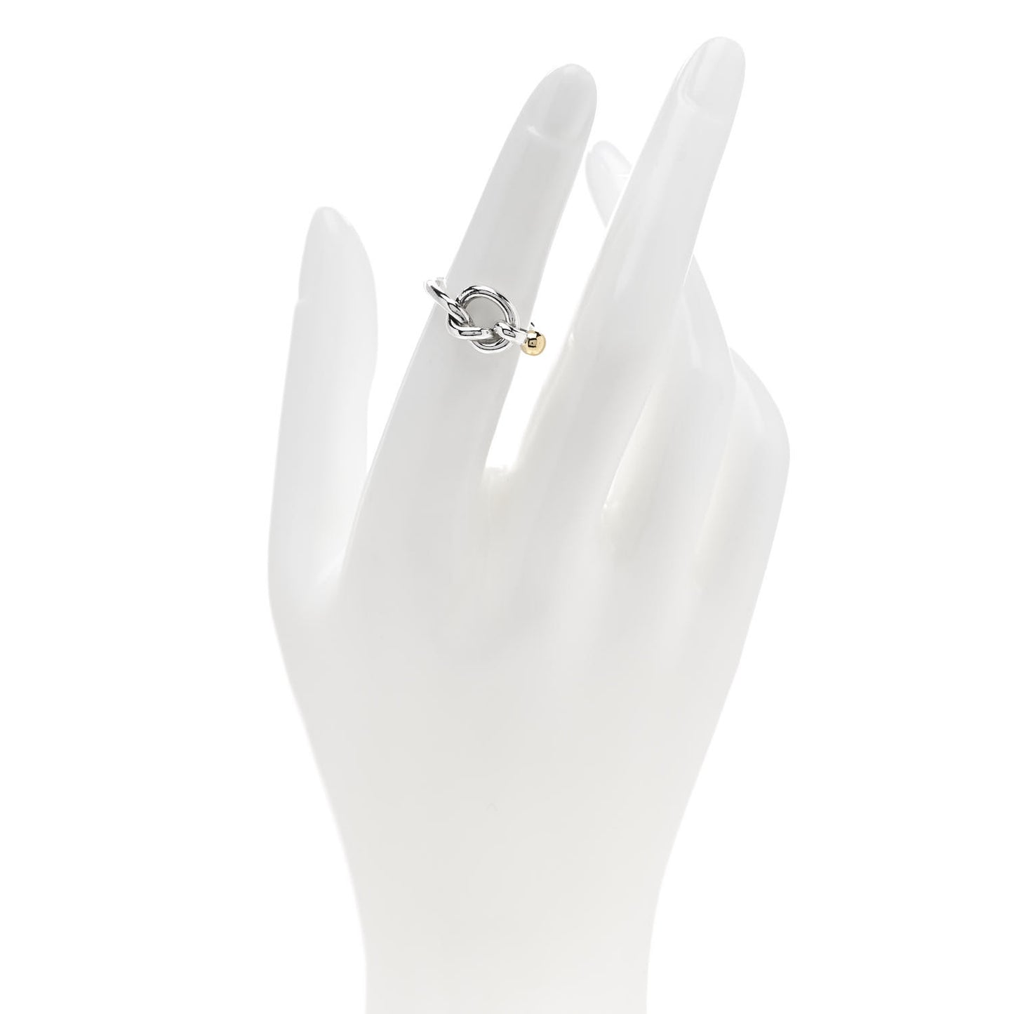 Sterling Silver 18K Yellow Gold Love Knot Ring 50 5.5