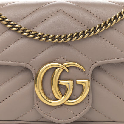 Gucci Calfskin Matelasse Super Mini GG Marmont Shoulder Bag Porcelain Rose 8 of 14