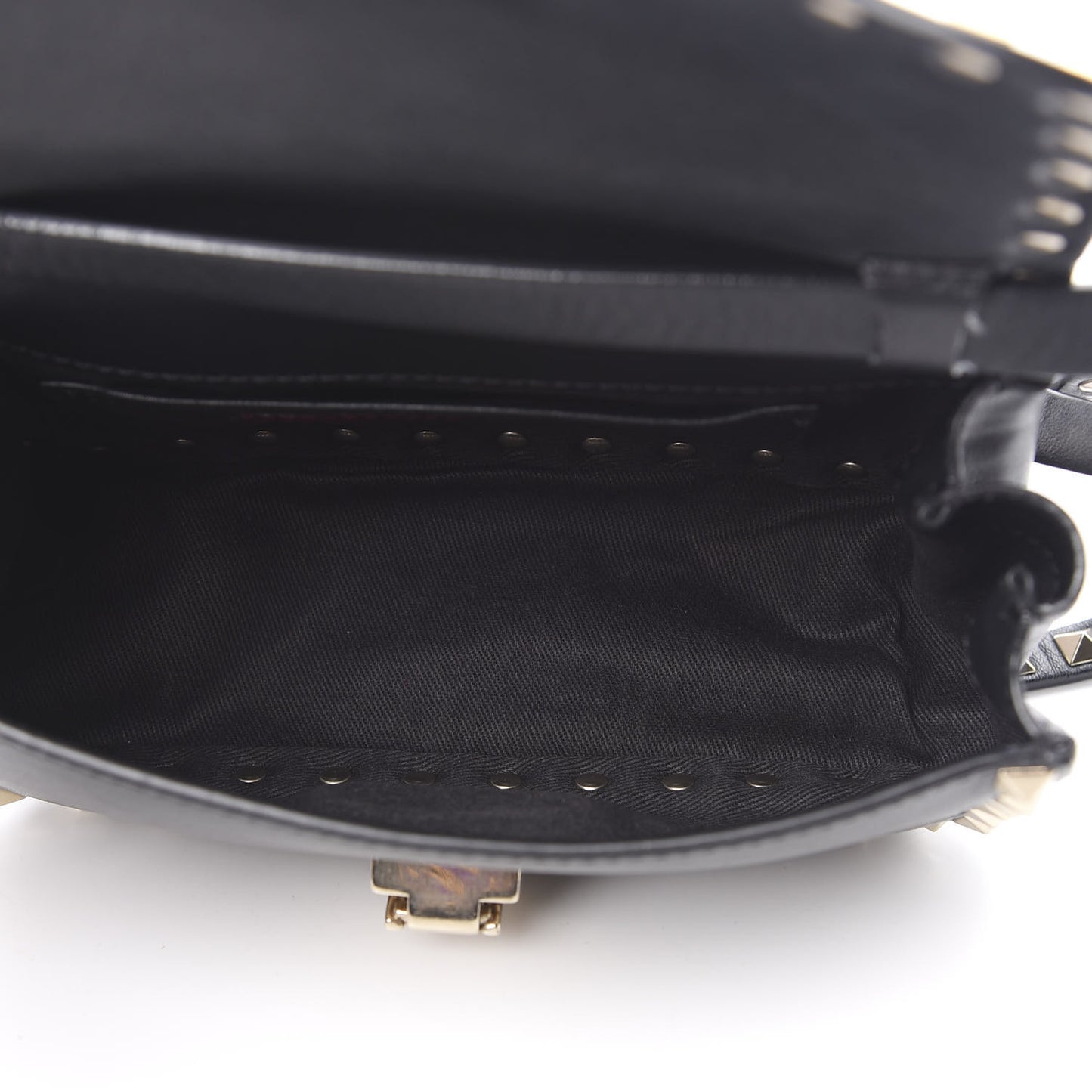 Vitello Mini Rockstud Flap Saddle Crossbody Bag Black