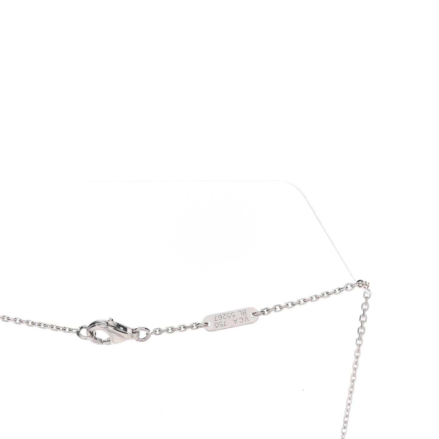 18K White Gold Pink Opal Vintage Alhambra Pendant Necklace