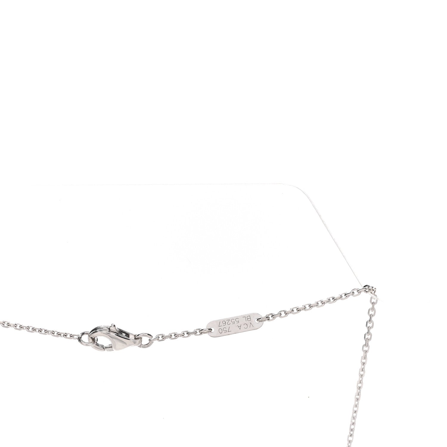 Van Cleef & Arpels 18K White Gold Pink Opal Vintage Alhambra Pendant Necklace 4 of 5