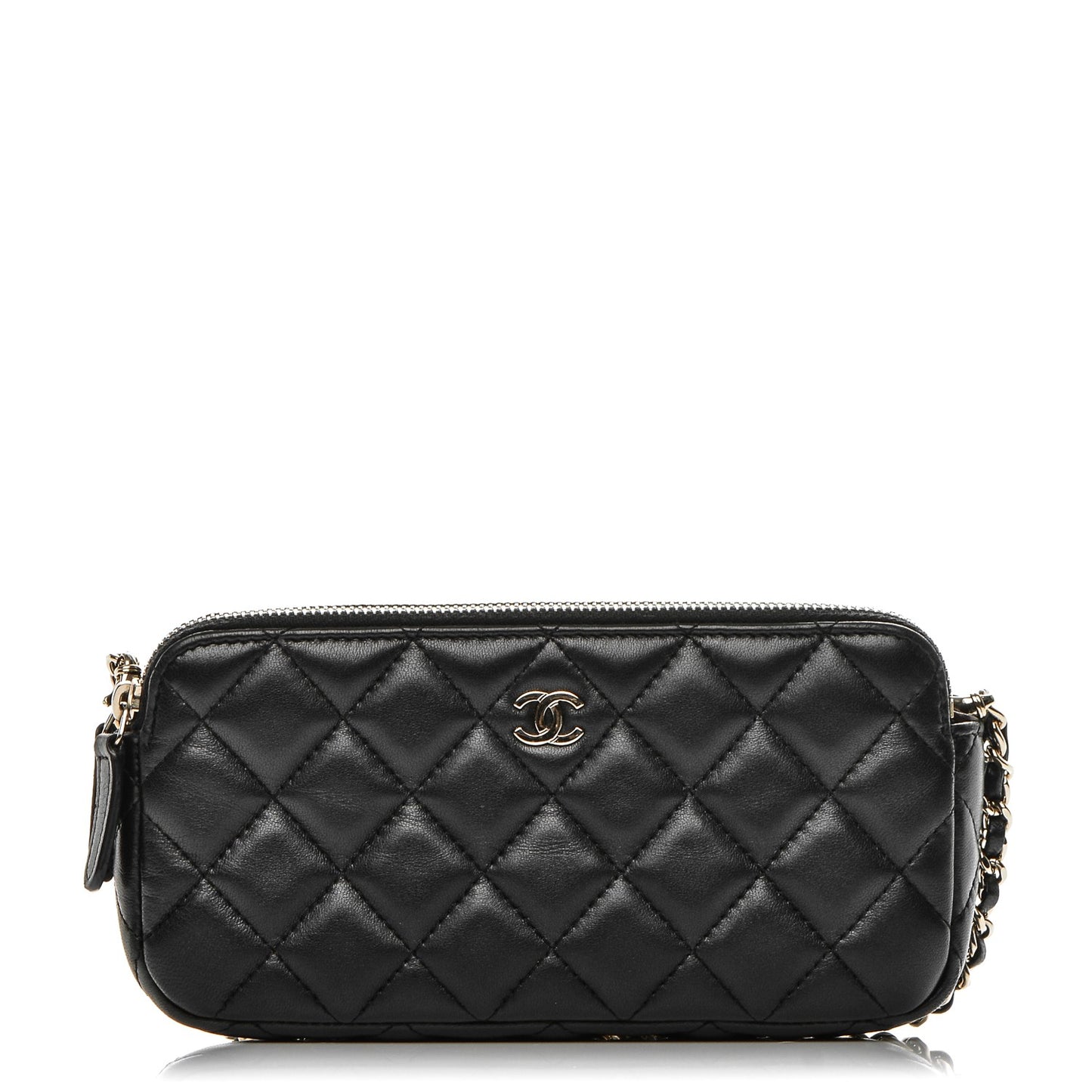 Lambskin Quilted Small Clutch With Chain Black
