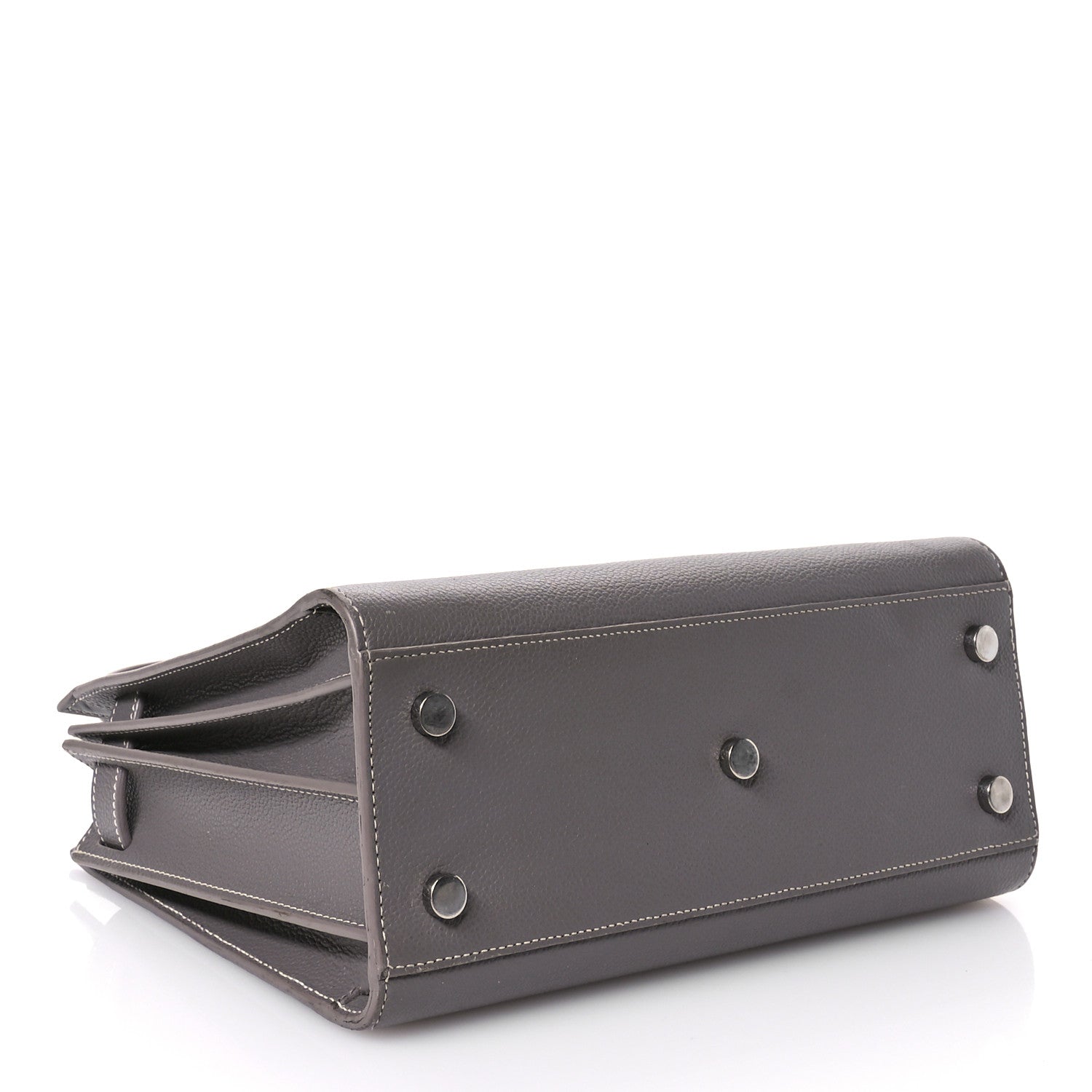 Saint Laurent Grained Calfskin Topstich Baby Sac De Jour Grey 5 of 15