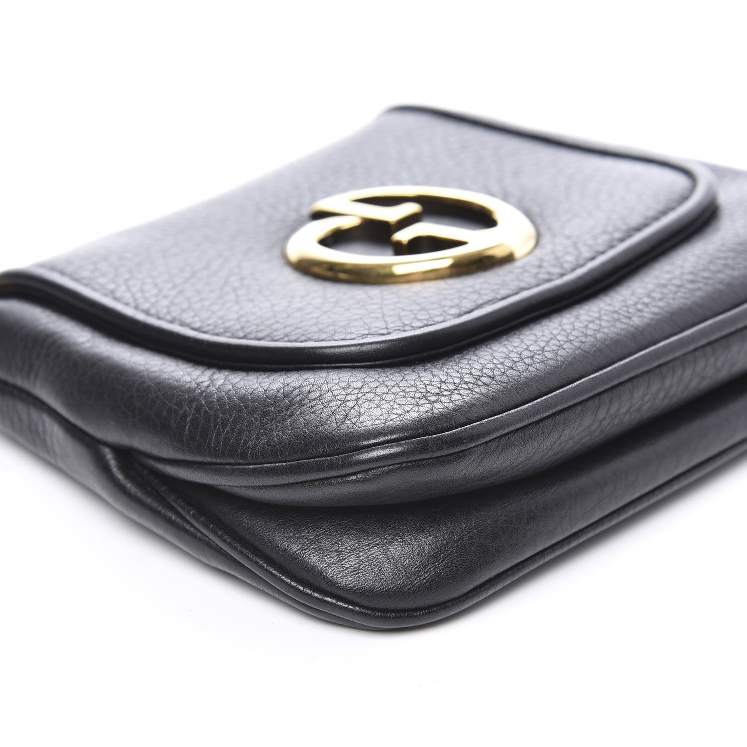 Gucci Pebbled Calfskin Small 1973 Chain Shoulder Bag Black 8 of 9