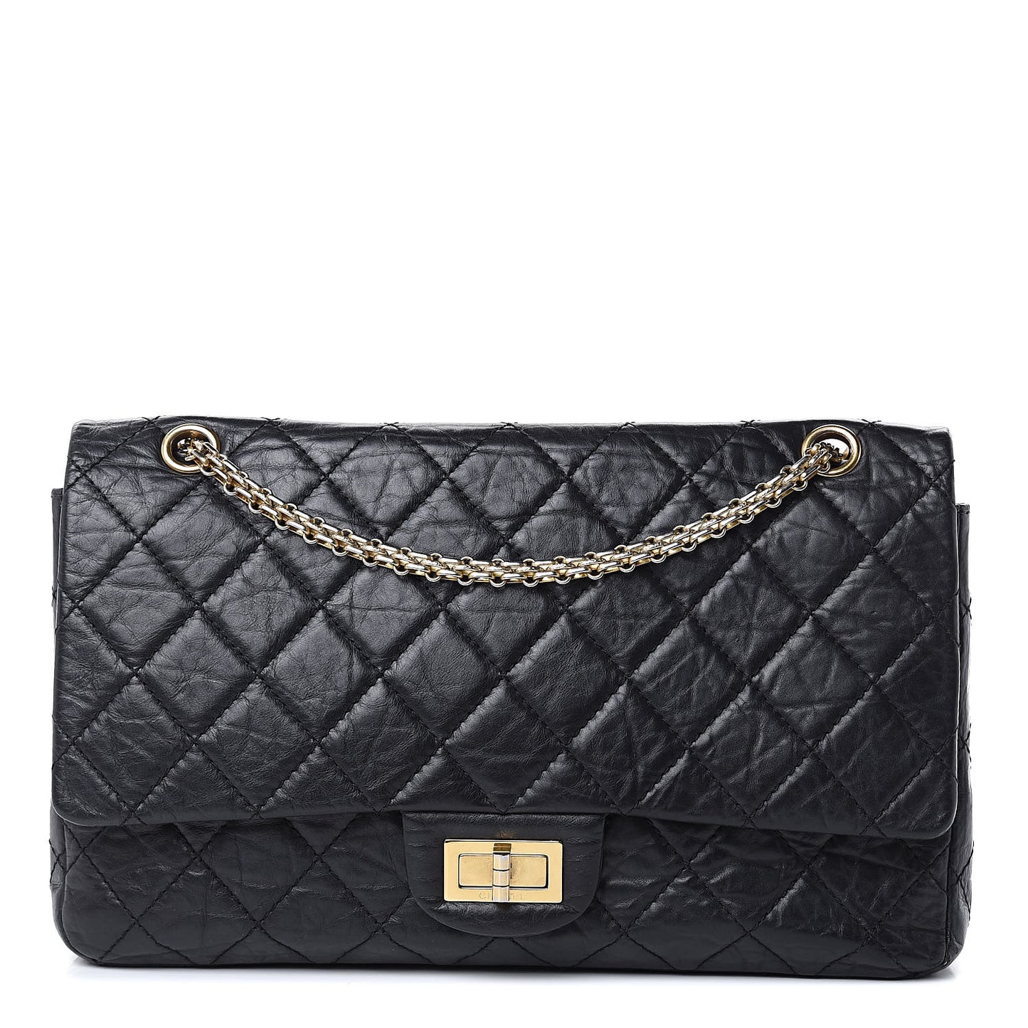Aged Calfskin Quilted 2.55 Reissue 227 Flap Black