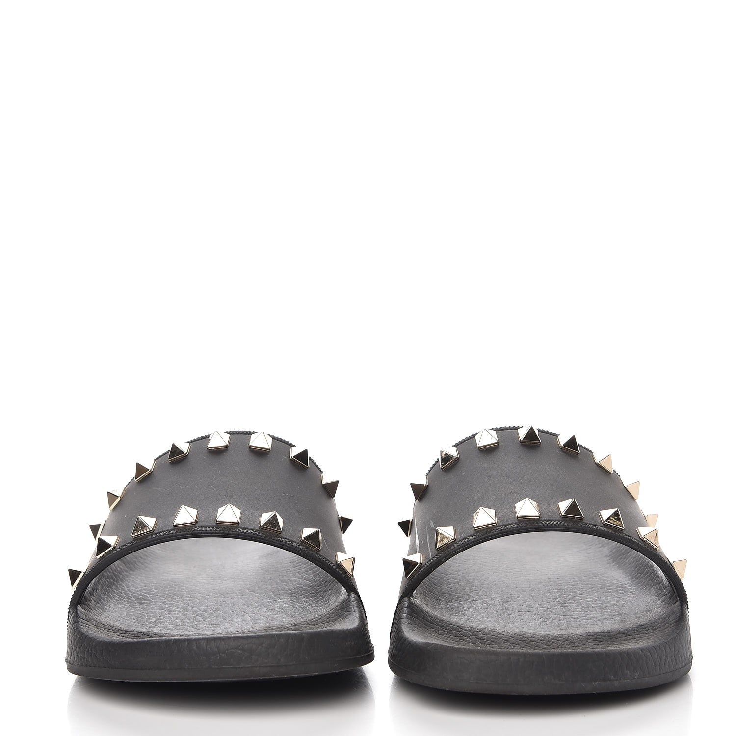 Valentino Garavani Rubber Rockstud Slide Sandals 39 Black 2 of 12