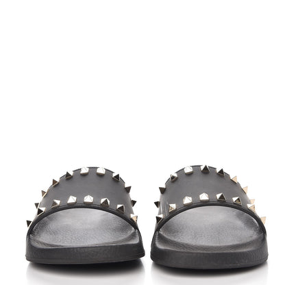 Valentino Garavani Rubber Rockstud Slide Sandals 39 Black 2 of 12