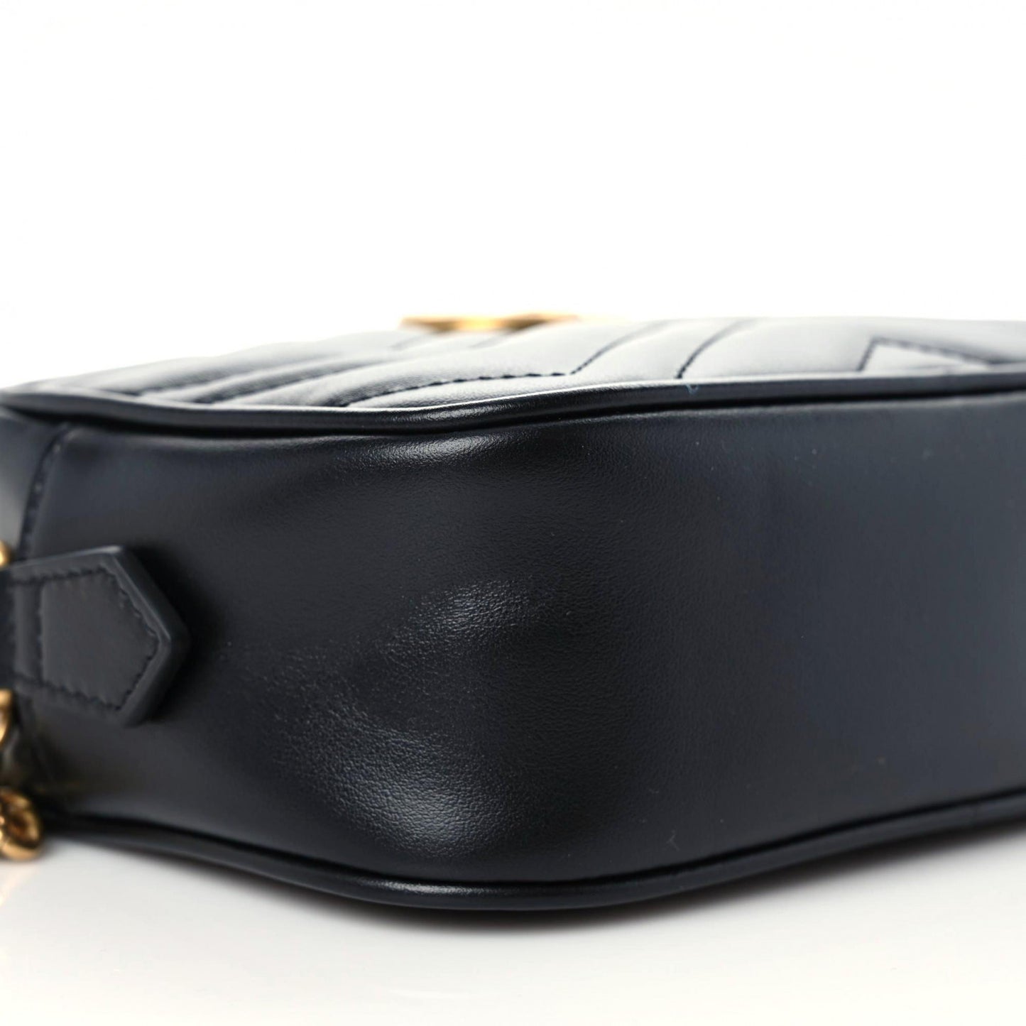 Calfskin Matelasse Mini GG Marmont Chain Shoulder Bag Black