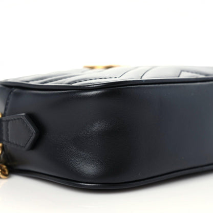 Gucci Calfskin Matelasse Mini GG Marmont Chain Shoulder Bag Black 9 of 10