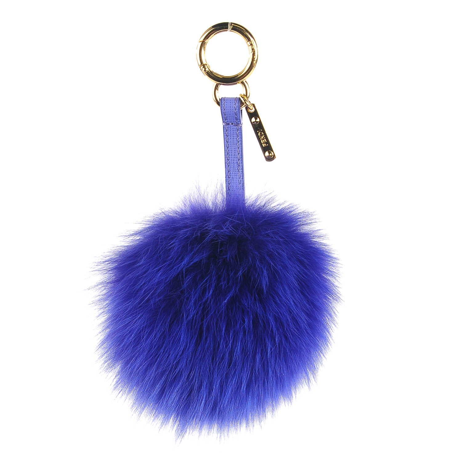 Fendi Fox Fur Pom Pom Bag Charm Berry 1 of 7