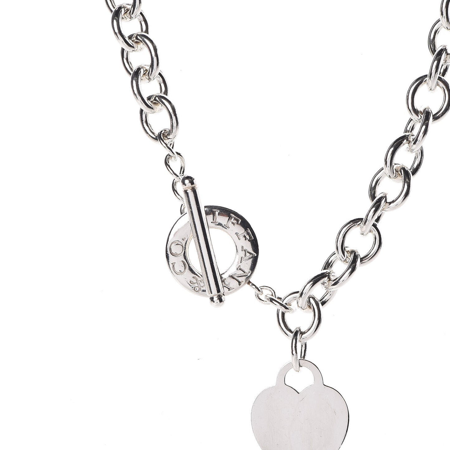 Sterling Silver Heart Tag Toggle Necklace