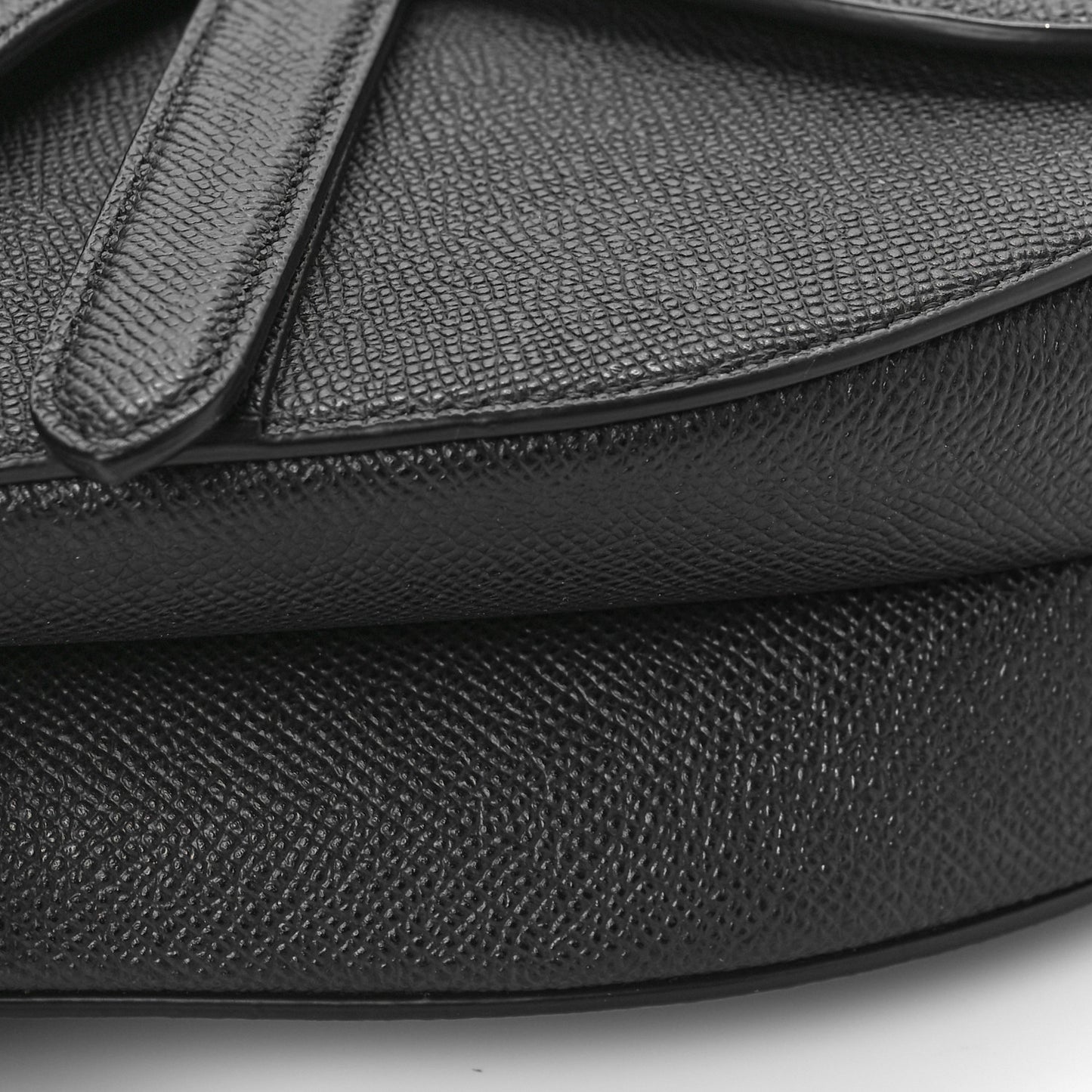 Grained Calfskin Saddle Bag With Strap Black