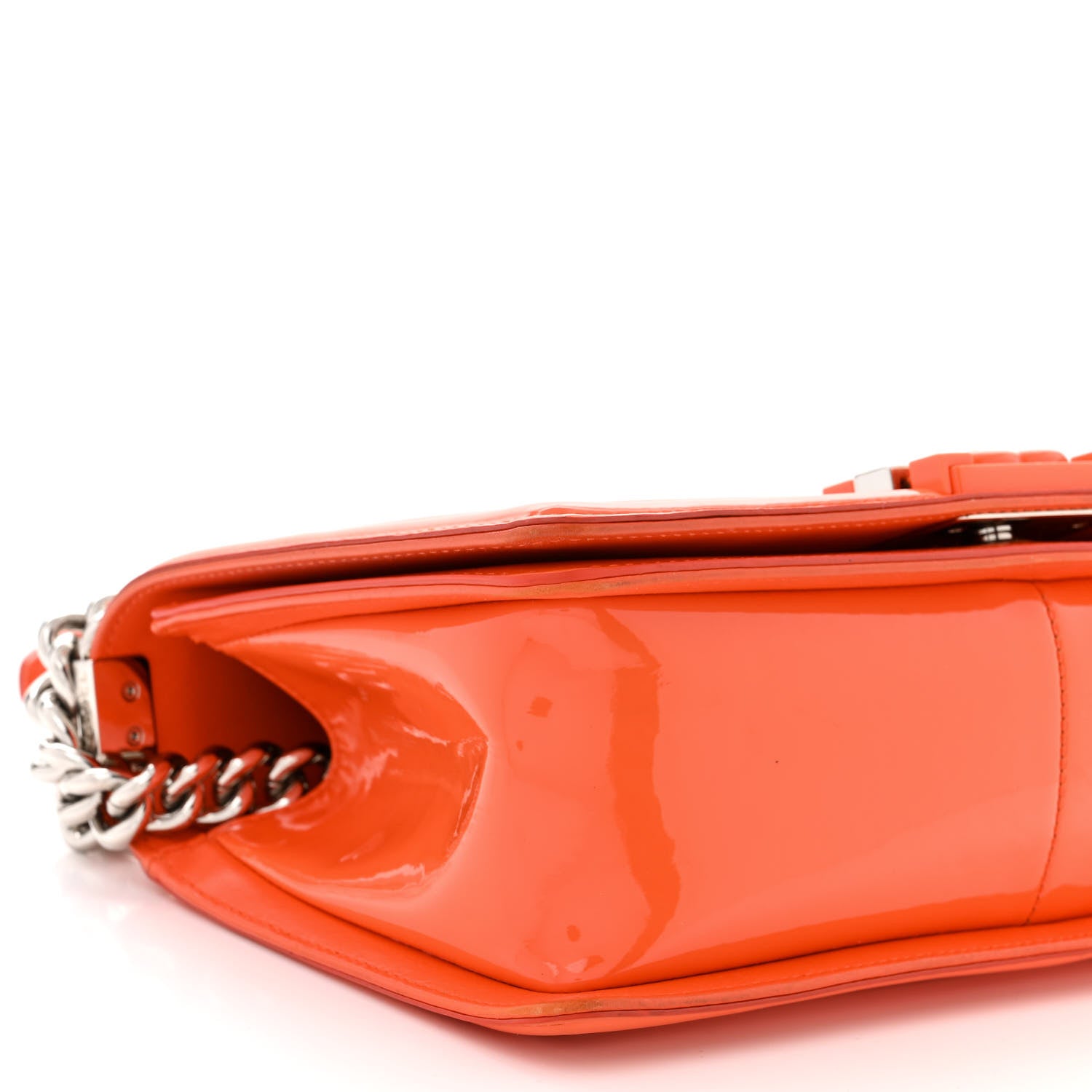 Chanel Patent Calfskin Quilted Medium Plexiglass Boy Flap Orange 9 of 13