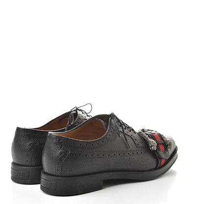 Gucci Calfskin Web Mens Queercore Brogue Derby Shoes 9.5 Black 4 of 9