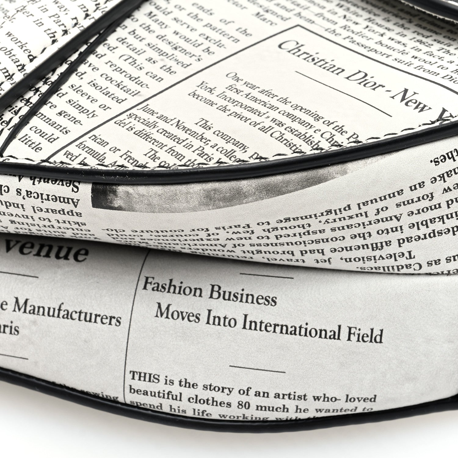 Christian Dior Calfskin Newspaper Printed Saddle Bag With Strap Black White 10 of 10