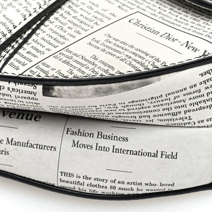 Christian Dior Calfskin Newspaper Printed Saddle Bag With Strap Black White 10 of 10