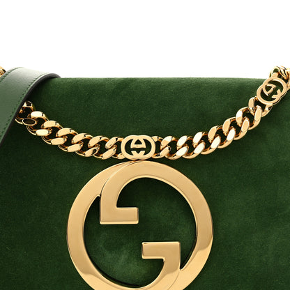 Gucci Suede Talco Roxy Calfskin Blondie Chain Shoulder Flap Bag Cash Green 8 of 10