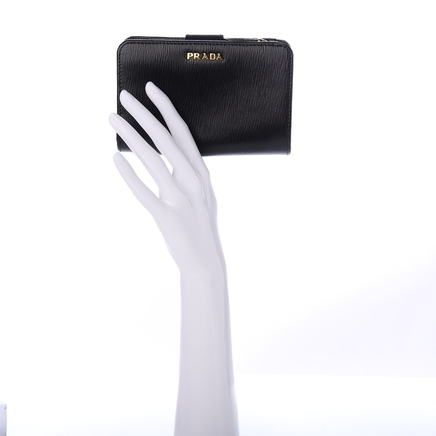 Prada Vitello Move Compact Wallet Black Lacca 2 of 8