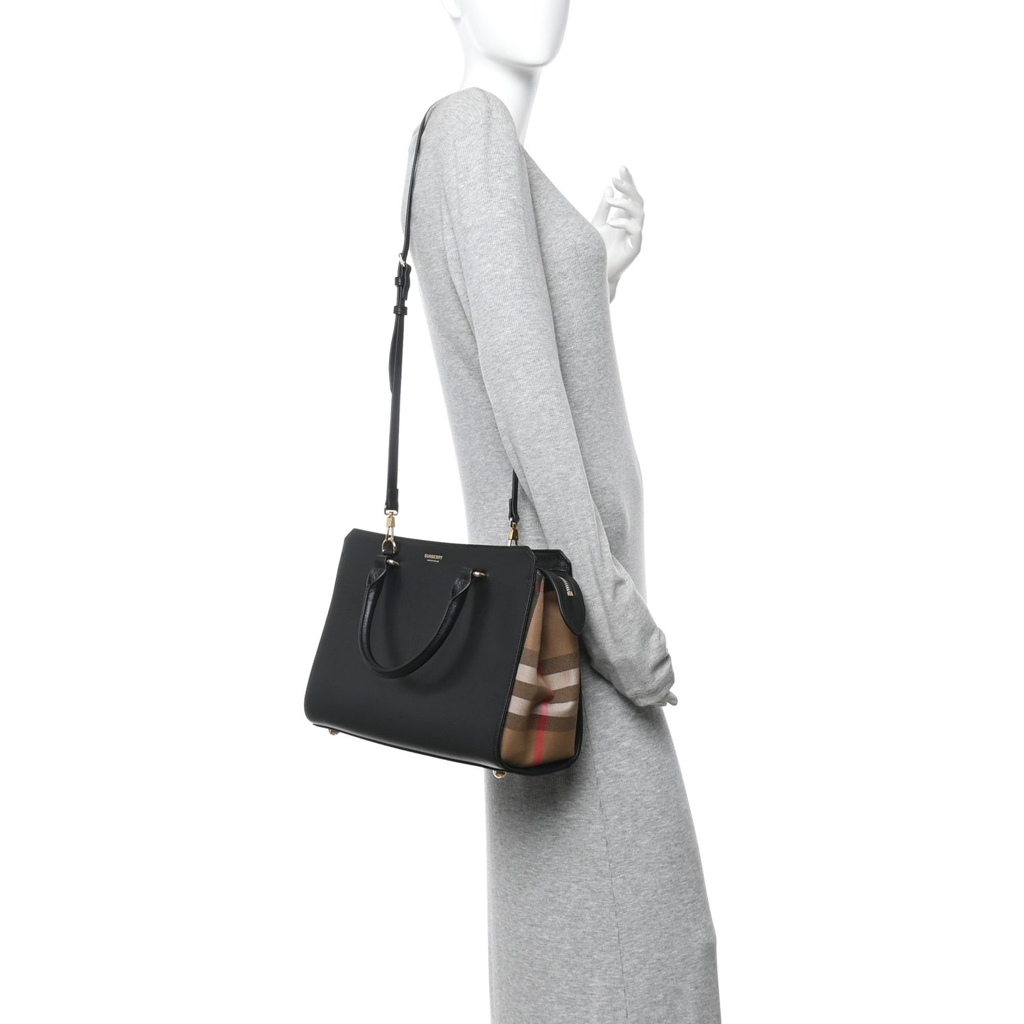 Calfskin Mega Check Small Banwell Tote Black