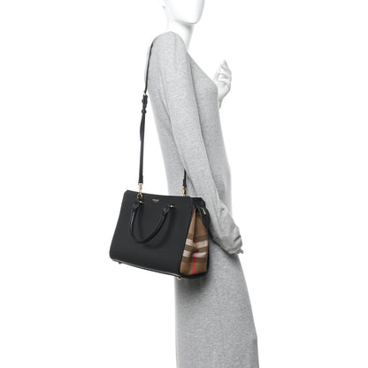 Burberry Calfskin Mega Check Small Banwell Tote Black 2 of 10